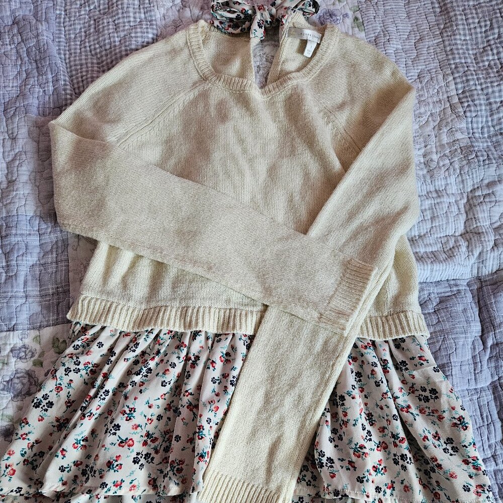 Lauren Conrad Peplum Sweater with Neck Bow Size Small